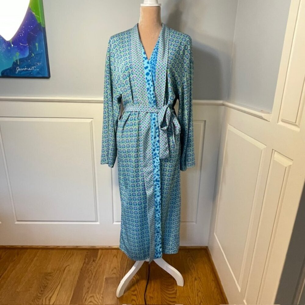 Victoria's Secret Y2k Paisley Reversible Long Robe Ombre Leopard Medium - Picture 5 of 12